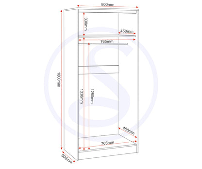 Seconique Malvern 2 Door Wardrobe in Grey