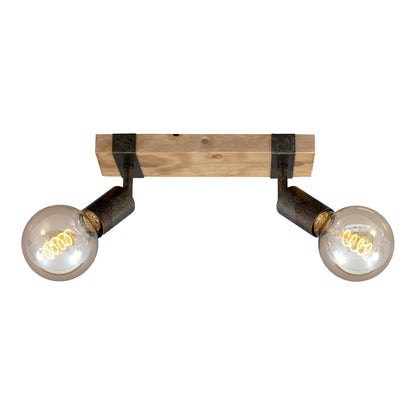 BRILONER - Vintage Ceiling Light Rotatable, 2X E27 Socket, max. 25W, Retro, Wooden Base, spot Lights Ceiling, 2 spot Lights, Ceiling Lights Living