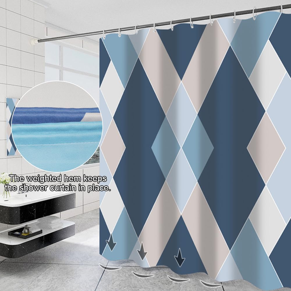 Lkw Ogechi Shower Curtain Waterproof Blue 240x200cm, Polyester Weighted Shower Curtains for Bathroom