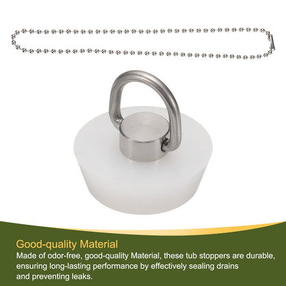 sourcing map Drain Stoppers, Silicone Bathtub Stopper Sink Plugs Caps with Hanging Ring and 15" Bead Chains for Bathtub Kitchen Bathroom