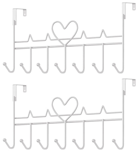 WBDXWB Over The Door Hook, Over Door Hanger for Coat, Towel, Bag, Robe (2 Pack, White)