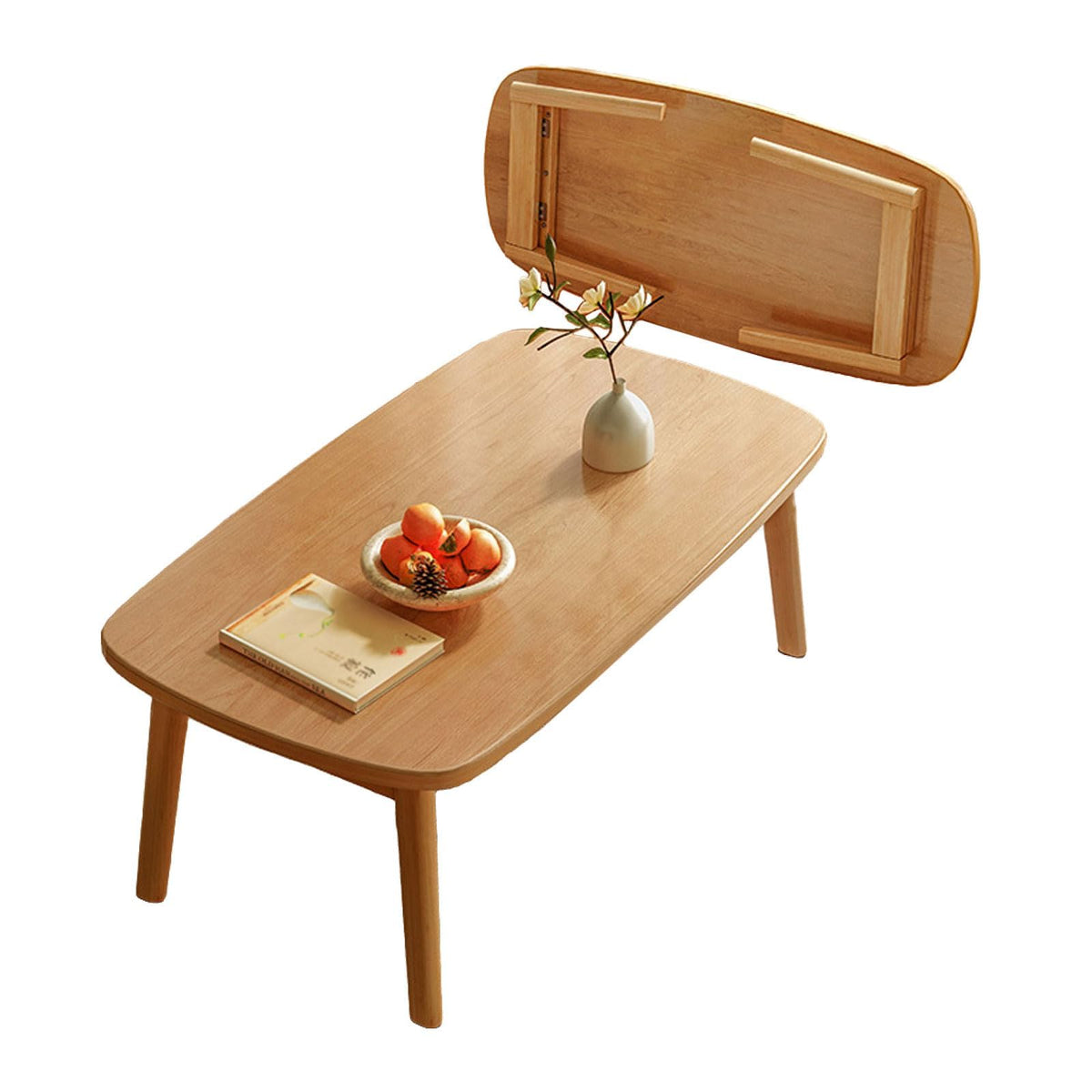 CUEYU Portable Folding Coffee Table Rectangle Small, Floor Sitting Low Table Small Space Minimalist Japanese Tatami Room, for Bedroom, Living room