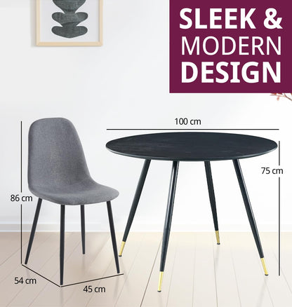 Hallowood Furniture Finley Black Table and Chairs Set 2, Wood Effect Top