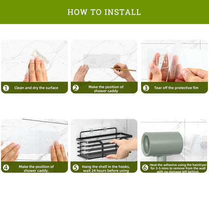 MIUTME 4-Pack Shower Caddy Adhesive Replacement, Strong Transparent Adhesive Hooks,Waterproof Shower Strips,No Drilling,for Soap Holder