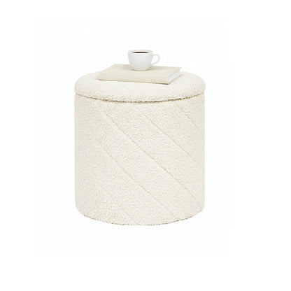 Bonlife Round Ottoman Stool with Storage, Folding Footstool,33x33x35cm