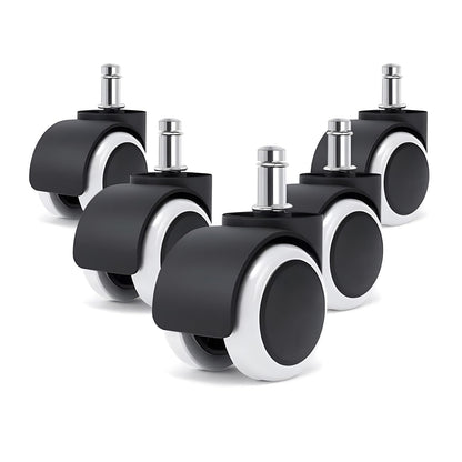 TBACW 2" Universal Office Chair Wheels Heavy Duty Replacement, No Noise Rubber Chair Casters Wheels, Standard Size 11mm Set of 5