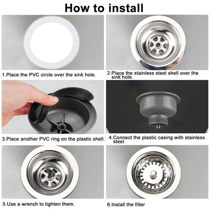 Inodiref Ø 110mm Stainless Steel Sink Waste, Kitchen Sink Drain Strainer