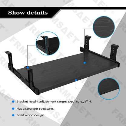 FRMSAET Office Product 20/24/30 inch Keyboard Drawer Tray(20 inch, Black)