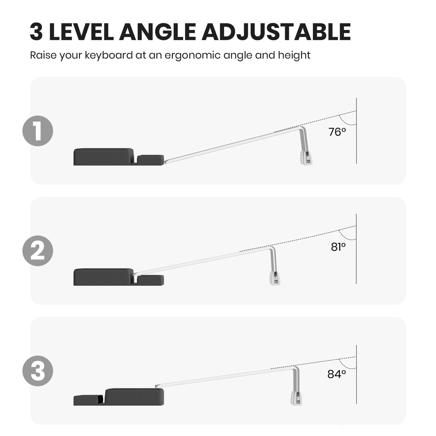 Tilted Keyboard Stand w/Wrist Rest - Klearlook Angle Adjustable Keyboard Riser for Desk, 16.9x7.3in Ergonomic Acrylic Computer Keyboard Holder