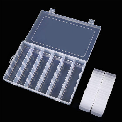 36 Grids Clear Plastic Jewelry Box Diamond Dot Painting Storage Box Removable Compartment Containers with Lids Adjustable Dividers for Display