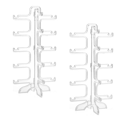 Pack of 2 Glasses Stands, Sunglasses Display, 5-Layer Glasses Storage Display Rack for Storage, Sunglasses, Myopia Glasses, Plan Mirror (Transparent)