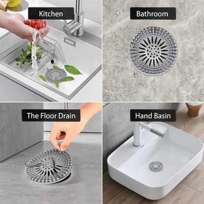 Set of 4 Silicone Hair Catchers for Shower Drains, Sink Strainers & Protectors – Durable