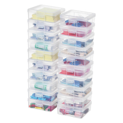 novelinks Small Plastic Storage Box Containers with Latching Lids - Craft Organizers and Storage Stackable Storage Organizer Pencil Crayon Box