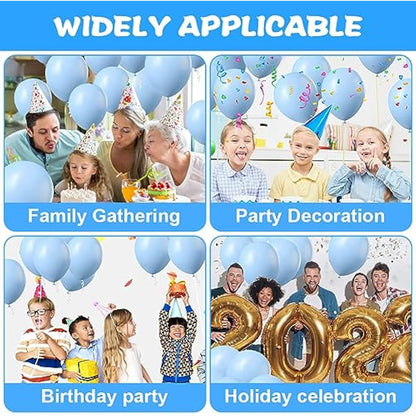 Ainiv 60 PCS Pastel Blue Balloons, 12inch Blue Latex Party Balloons, Macaron Blue Balloons for Blue Theme Party Supplies, Balloons for Birthday Party Wedding Baby Shower Decorations
