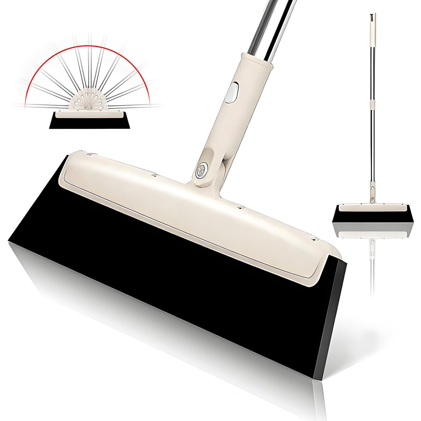 Floor Squeegee Shower Scraper Professional Water Squeegee Foam Water Scraper 180° Rotating Floor Squidgy for Wet & Dry Cleaning Dust, Liquid