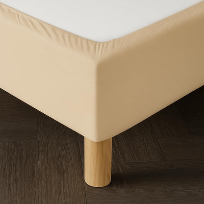 Dahlica Bed Base Cover King 160 x 200 cm Beige – Soft and Stretchy Fabric – Impeccable Look – Easy to Install