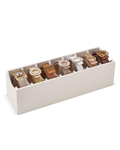 Lolalet Belt Organizer for Closet, Belt Box & Storage Drawer -Cream