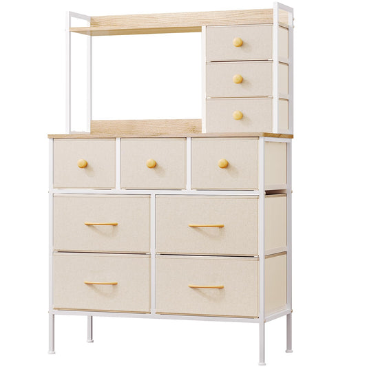 Mintnook Chest of Drawers for Bedroom, 80cm Wide Dressing Table with 10 Drawers, Tall Chest of Drawers with Handles, Multi-Purpose Storage Cabinet,