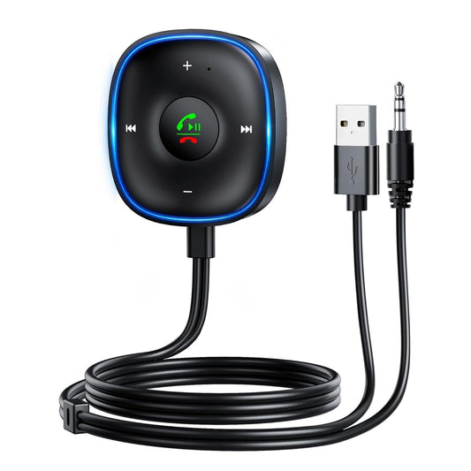 SONRU Aux Bluetooth Adapter for Car, Bluetooth 5.3 Aux Adapter with Mic Noise Cancellation, [Dual Connection&Plug-and-Play] Bluetooth Receiver for