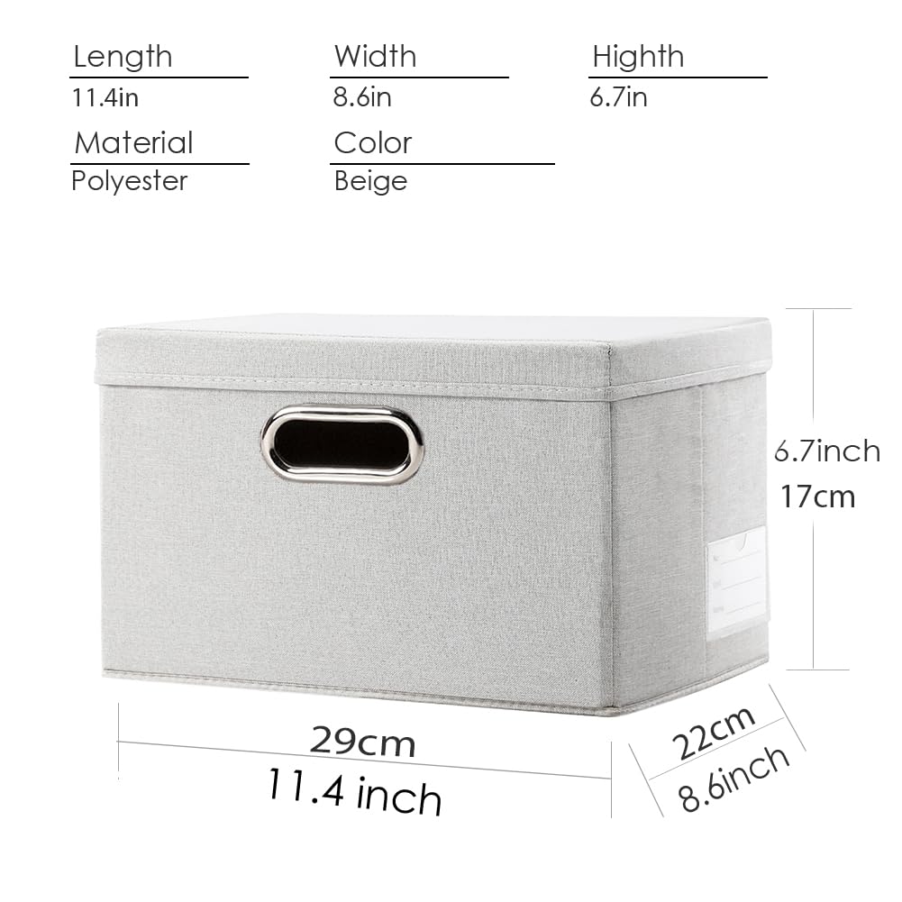 Prandom Storage Boxes with Lids Small,29x22x17cm,Beige[3-Pack]