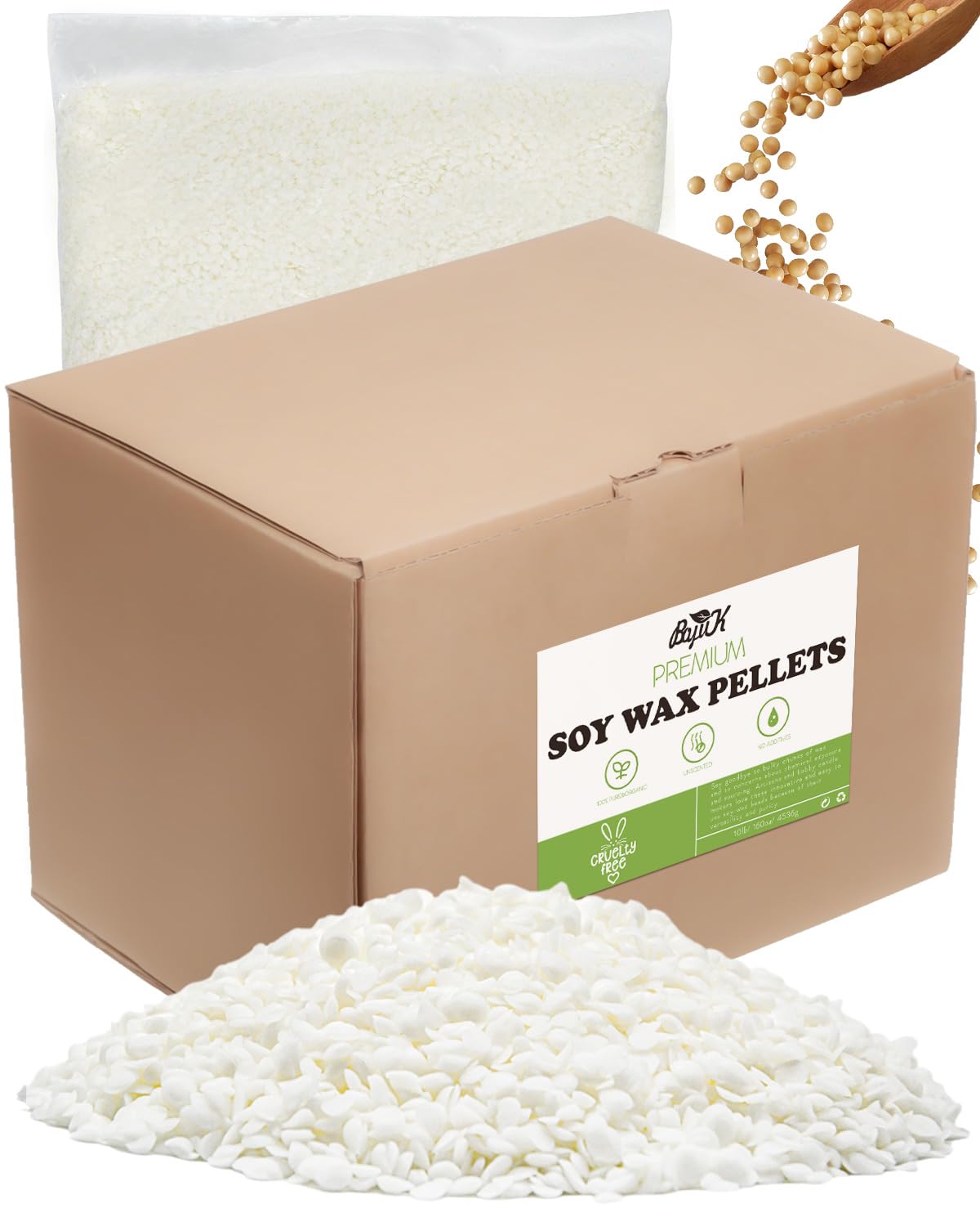 Soy Wax, BOYUJK Premium Natural Candle Wax, 100% Soy Wax for Candle Making from Organic Farm, No additives, Harmless and Pure (5KG)