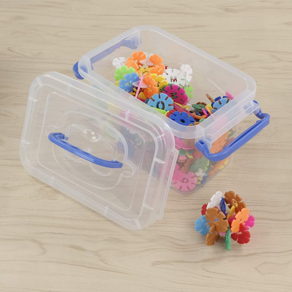 Eudokky Mini Storage Box with Lid, 1.8 L Plastic Transparent Boxes Set of 6