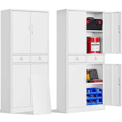 Metal Storage Cabinet, Tall Locking Storage Cabinet, White, 180*80*40cm