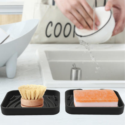 YoHyien 2 Pcs Silicone Soap Dish with Drainage, Anti-Slip Soap Holder, Self Draining Soap Tray for Shower, Bathroom & Kitchen