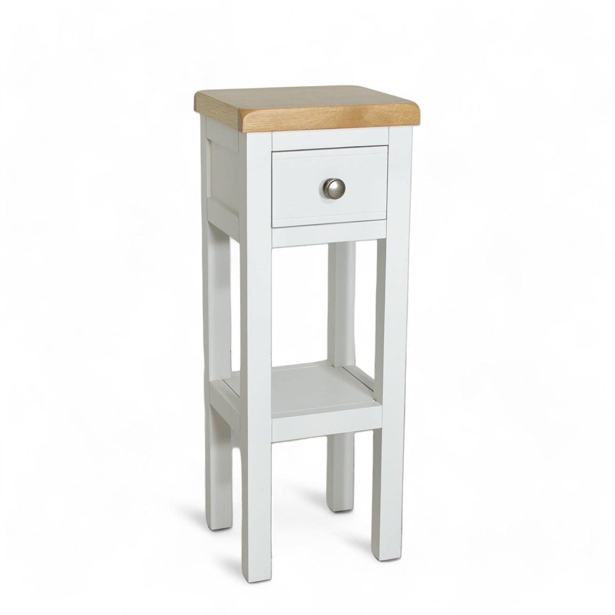 GROF GROFurniture Small Side Table with Drawer Painted White Small Console Table for Living Room or Hallway