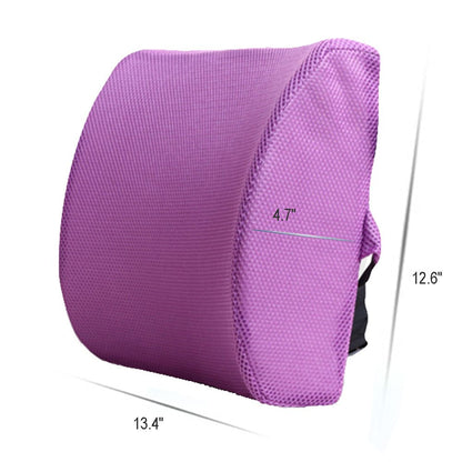 HomDSim Memory Foam Lumbar Cushion Lower Back Support Pillow Posture Correcting Car Seat Home Office Chair (Purple)