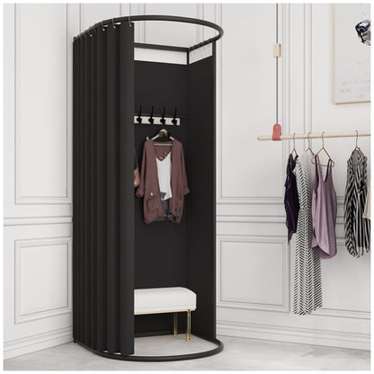 FWTXZTER Portable Changing Room, U-Shape Black Mobile Fitting Room