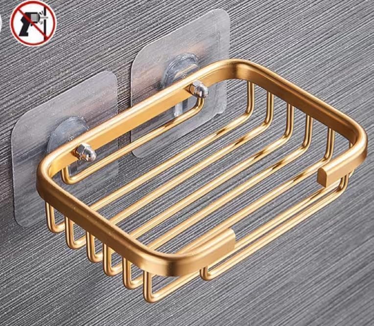 Gold Bar Soap Holder for Shower Wall,Stainless Steel Adhesive Soap Dish for Bathroom,Drill Free Soap Holder Storage Rack Soap Dishes Holders and