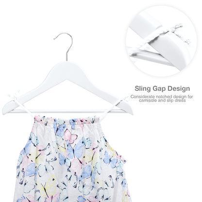HOUSE DAY Childrens Wooden Kids Hangers, Baby Nursery White Wood Hangers