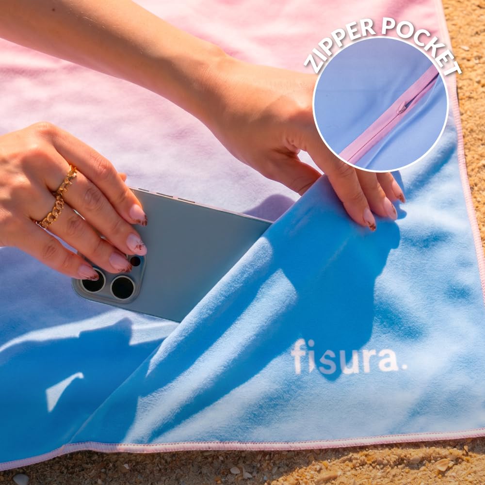 Fisura - Microfibre Beach Towel – Quick Dry, Sand Resistant, Lightweight – “Hot” Gardient – Travel Towel Gift for Beach, Pool & Holiday