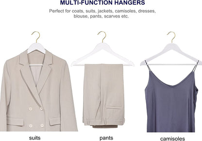Amber Home 10pcs Wooden Coat Hangers, Wood Suit Hangers, White