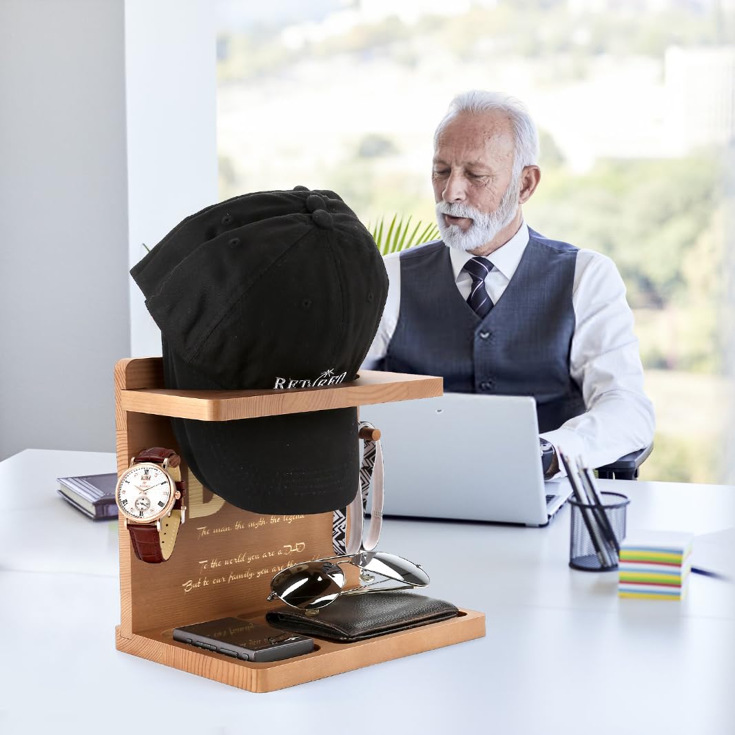 Sovyime Best Fathers Day Dad Gifts, Best Dad Gifts for Dad Birthday Gifts from Daughter Son, Wooden Hat Stand Presents for Dad