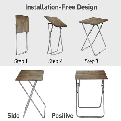 Small Folding Table, Folding Coffee Tables, Side Table 2 Set, TV Tray Table