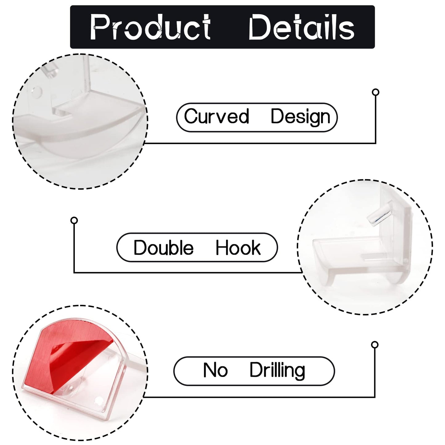 10 Pack Adhesive Hat Holder Cap Hook for Wall Mount No Drilling Hat Rack