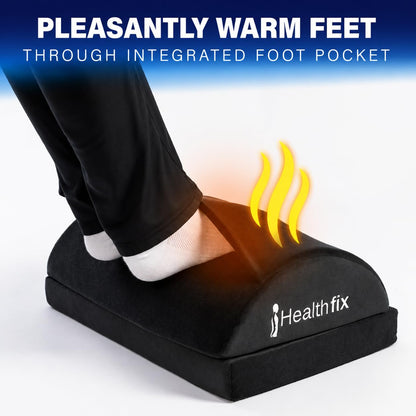 Healthfix® Ergonomic Footrest for Desk etc. Improved sitting posture thanks to height-adjustable footrest with integrated fluffy foot pocket