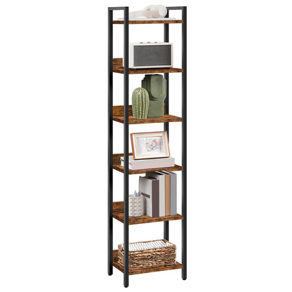MAHANCRIS Bookshelf, 6-Tier Bookcase, Standing Book Shelf for Small Space, Storage Shelf Organizer, for Living Room, Bedroom, Study, Balcony