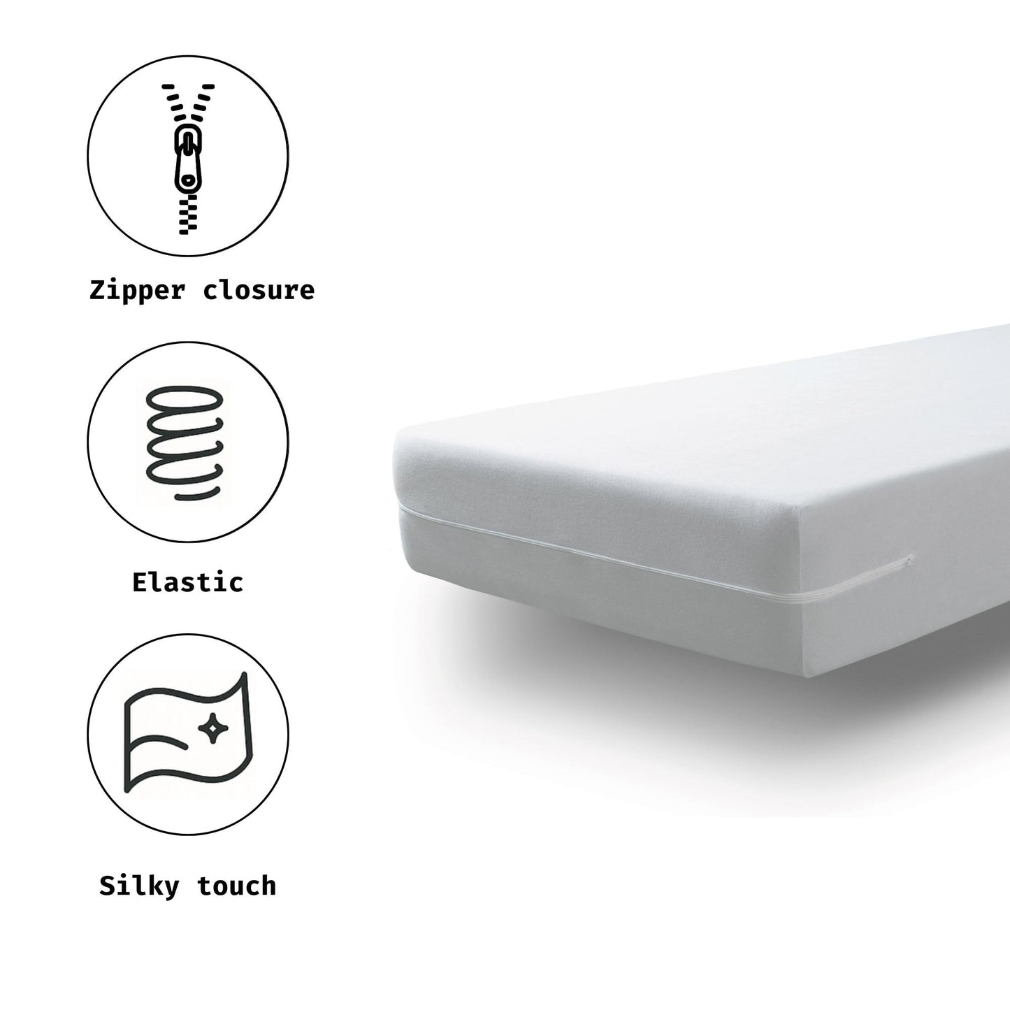 Tural Mattress Encasement Pack of 2 90x190/200cm Single Size Silk Touch Zipped