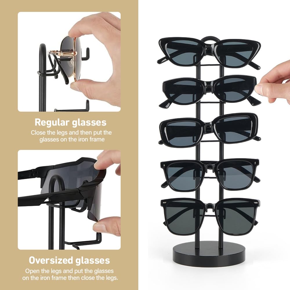 RNPKZ Sunglasses Organizer, 5 Pairs Sunglasses Holder, 33 cm High Glasses Display Stand, Sunglassess Stand