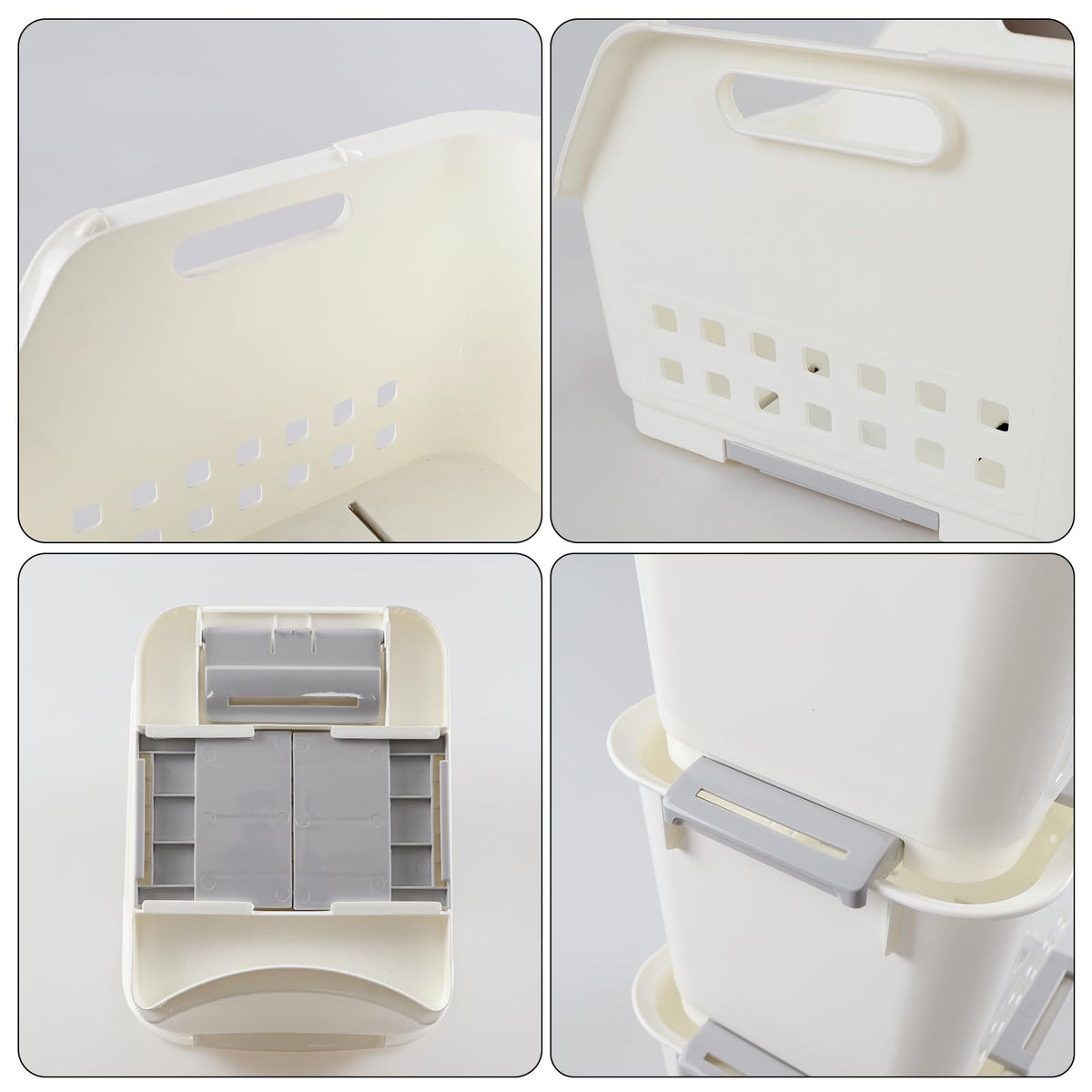 Obstnny 3-Pack Plastic Kitchen Stacking Storage Baskets Racks, White