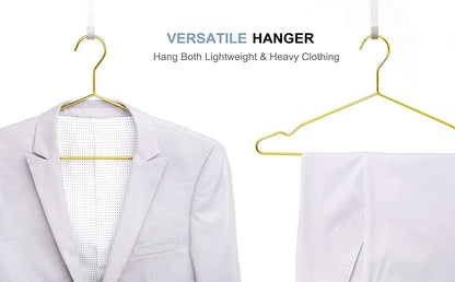 Amber Home 20pcs Shiny Metal Coat Hangers, Iron Shirt Hangers, Gold