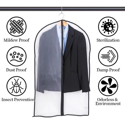Niviy Garment Covers Dustproof Clothes Covers Moth Proof Coat Bag with Zip PEVA Translucent Dress Cover Waterproof Anti-mite Breathable Suit