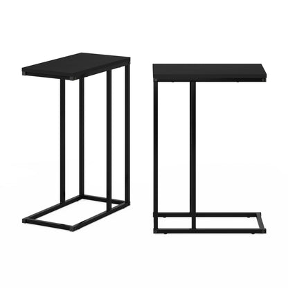 Furinno CAMNUS Side Table Set of 2, C-shape Sofa End Table for Couch, Metal Frame Night Stand, Bedside Table, for Living Room, Bedroom, Americano