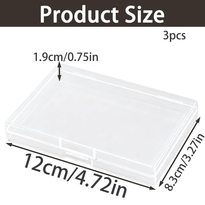 YCZARD 3Pcs Small Plastic Bead Box Rectangular Empty Mini Clear Organizer Storage Box with Flip Lid