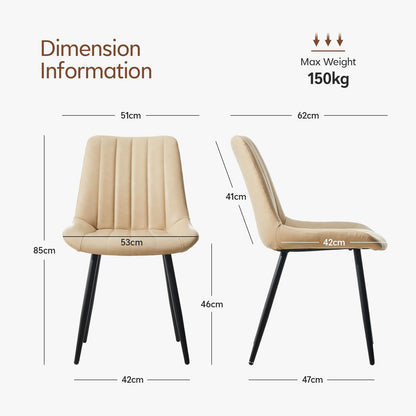TUKAILAi Dining Chairs Set of 2, Beige Faux Leather Chairs for Kitchen