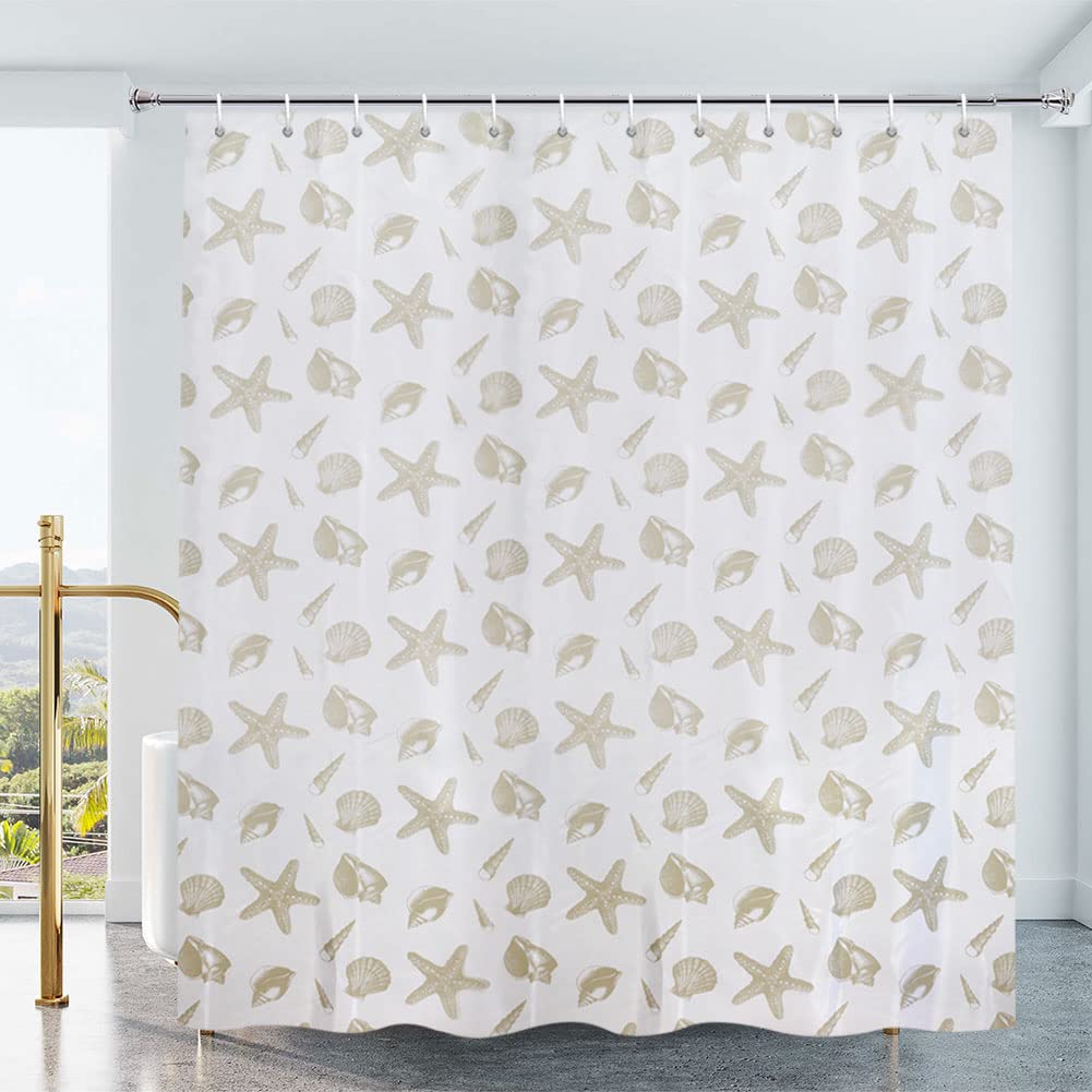 YISURE Extra Wide Shell Shower Curtain, Textile Polyester Fabric, Mildew Resistant, Machine Washable, 240 x 200cm