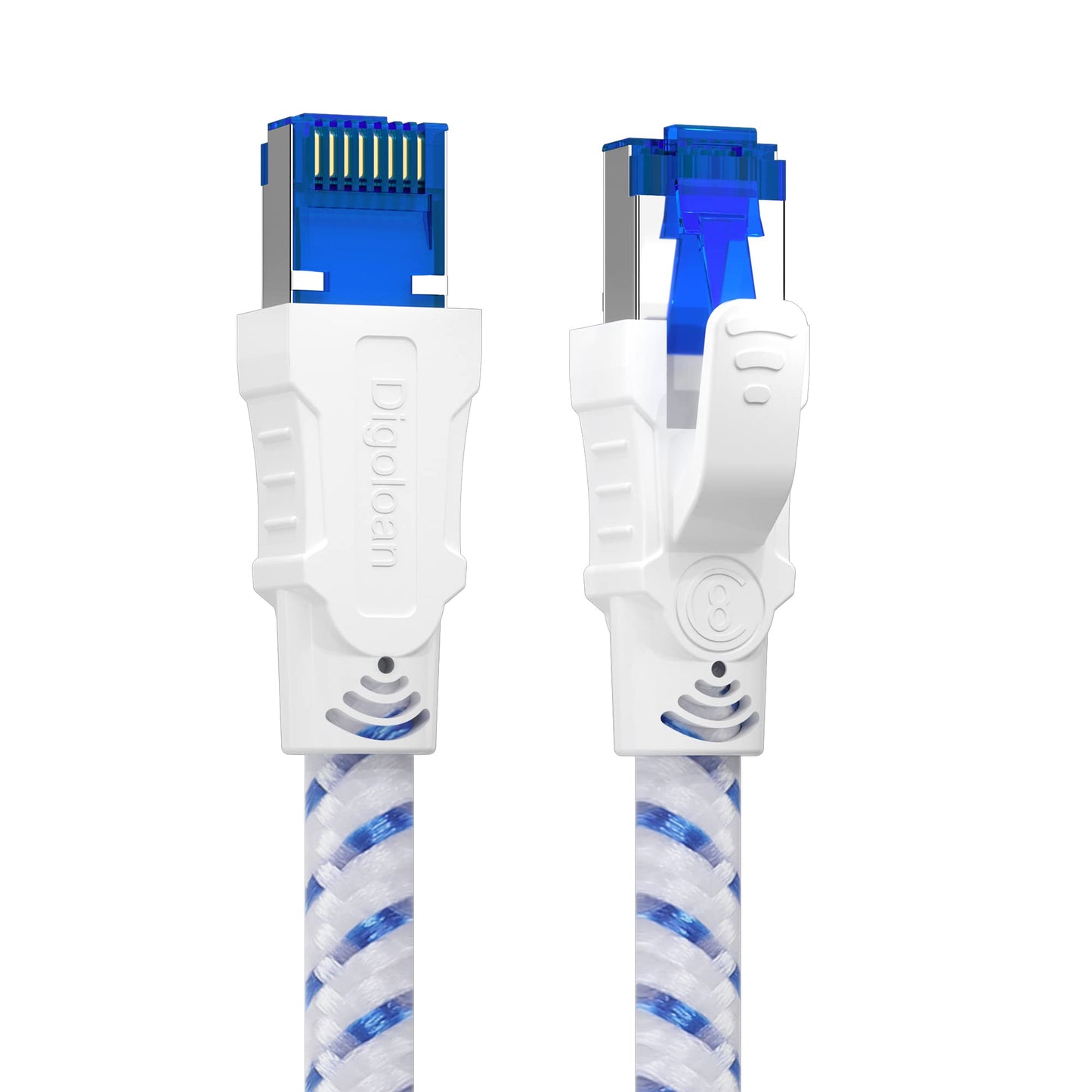 Ethernet Cable 10m, Cat 8 Long Internet Network Lan Cable, High Speed Gigabit 40Gbps 2000MHz S/FTP Nylon Braided Patch Cord with Rj45 Connector for